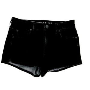 American Eagle Hi Rise Shortie Black Jean Shorts 4